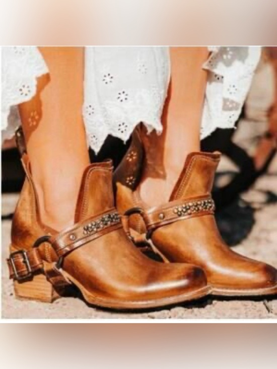 Freebird by Steven Shoes - Freebird by Steven Dusty Camel Leather Boots – Square Toe, Size 9 Western Boho